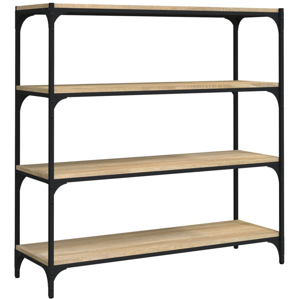 vidaXL 4 Shelf Sonoma Oak Processed Wood and Steel Bookcase Image 2