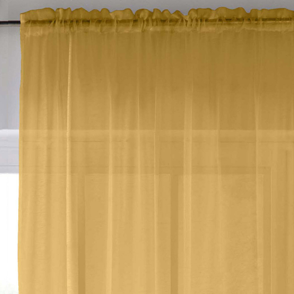 Tyrone Textiles Crystal Gold Plain Sheer Voile Panel Curtain 145 x 137cm Image 3
