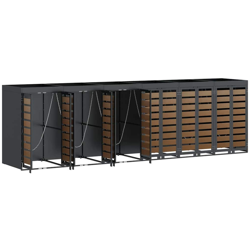vidaXL Anthracite 6 Wheelie Bin Storage Shed with HDPE Door and Planter Roof Image 4