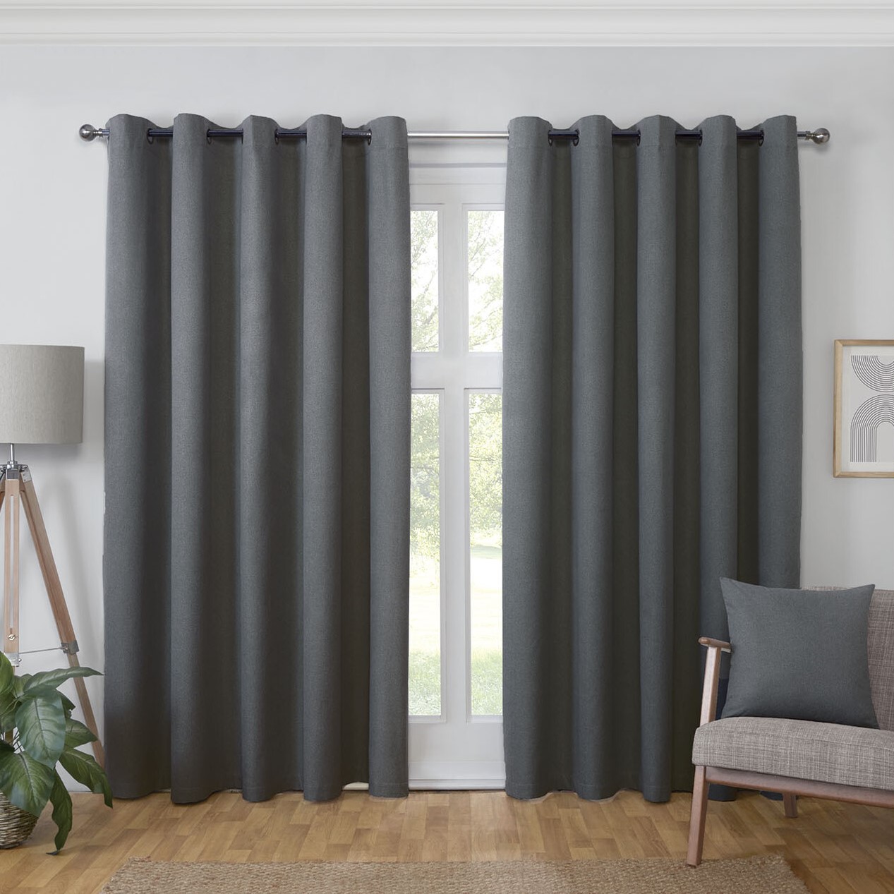 Linden Charcoal Blackout Curtain 299 x 229cm Image
