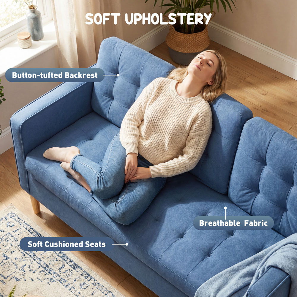 Portland 3 Seater Blue Snow Flannel Sofa with Storage Image 8