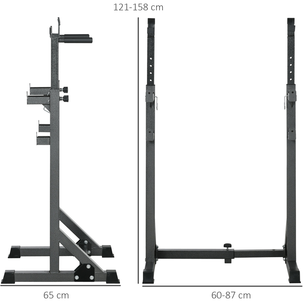 SPORTNOW Multifunctional Adjustable Heavy Duty Barbell Squat Rack with Dip Station Image 7