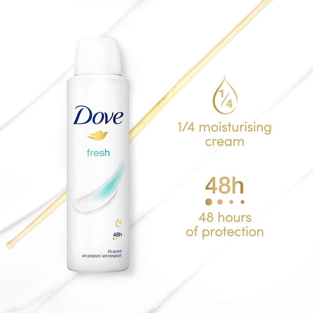 Dove Fresh Sweat Protection Women Anti-Perspirant Deo 150ml 24 Pack Image 6
