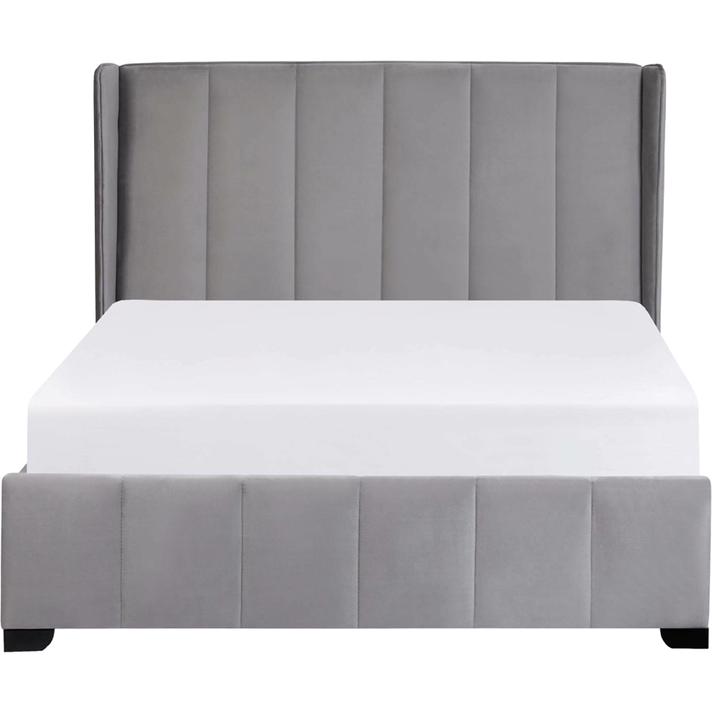 Julian Bowen Katie King Size Grey Velvet Bed Frame with Winged Headboard Image 4