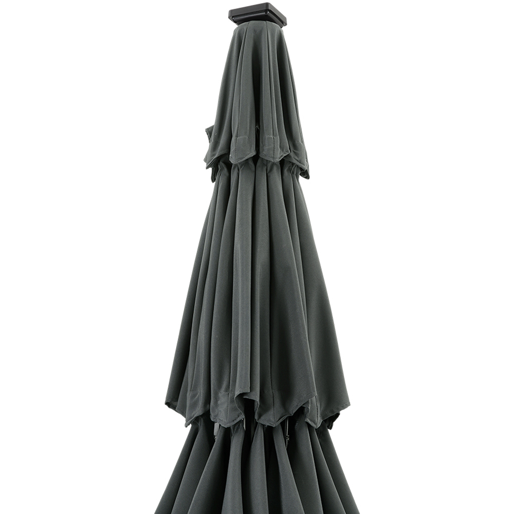 Living and Home 3 Tier Dark Grey Solar LED Crank and Tilt Parasol with Rose Cement Base 3m Image 3