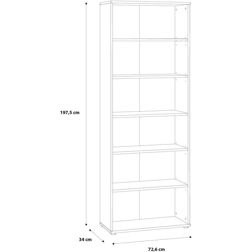 Florence Essential 5 Shelf Vintage Oak Wide Bookcase Image 7