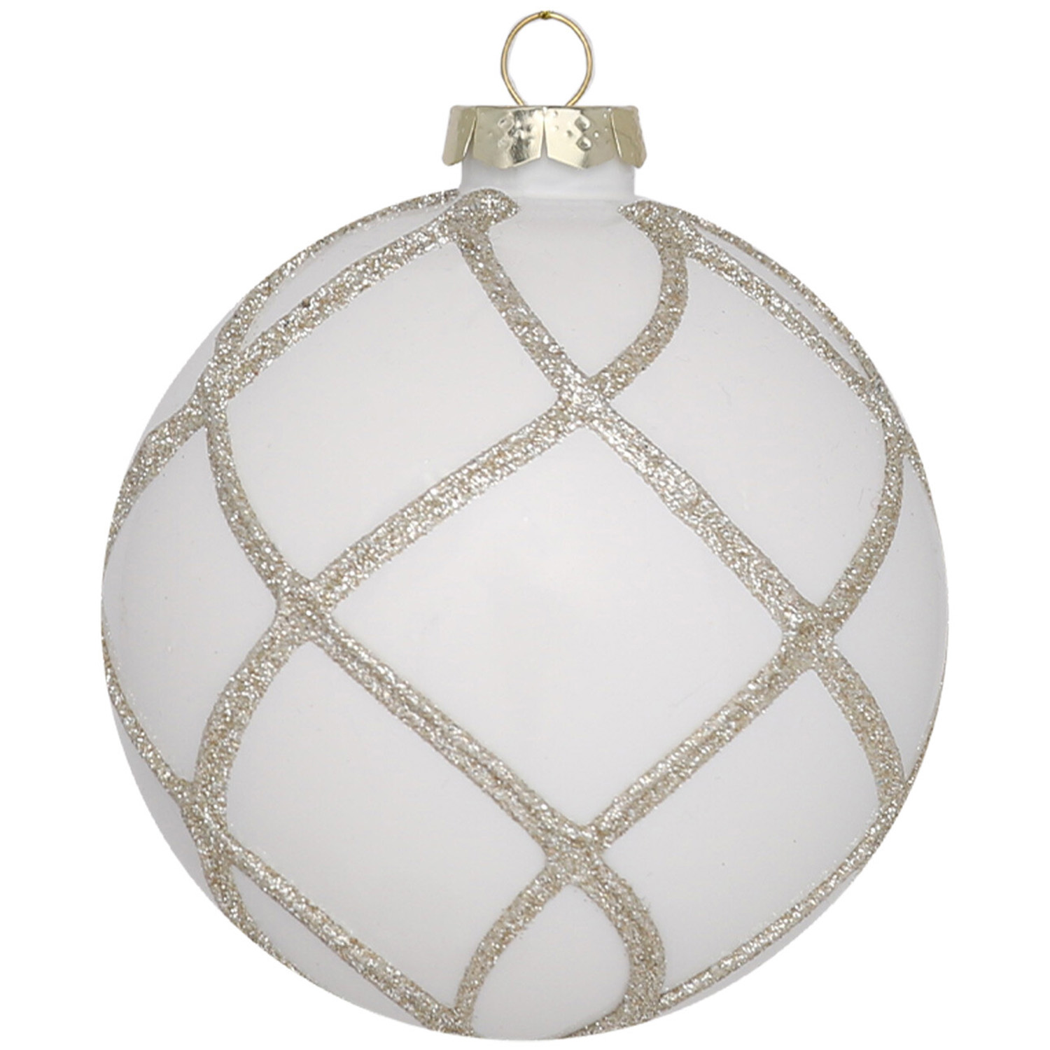 Decadent Bronze White Glitter Wrapped Bauble Image