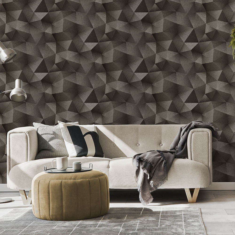 Erismann Designer Luxury 3D Diamond Brown Wallpaper Image 3
