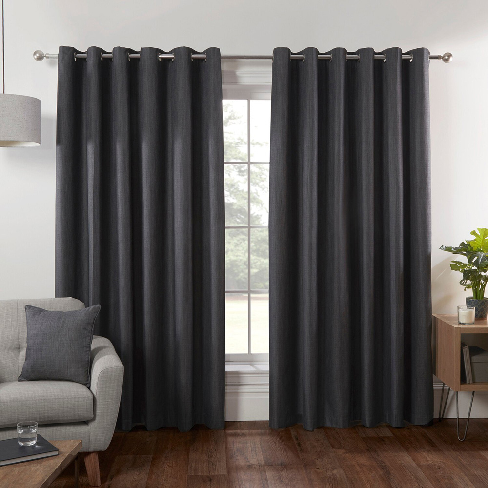 Divante Hoxton Charcoal Blackout Eyelet Curtain 229 x 168cm Image 2