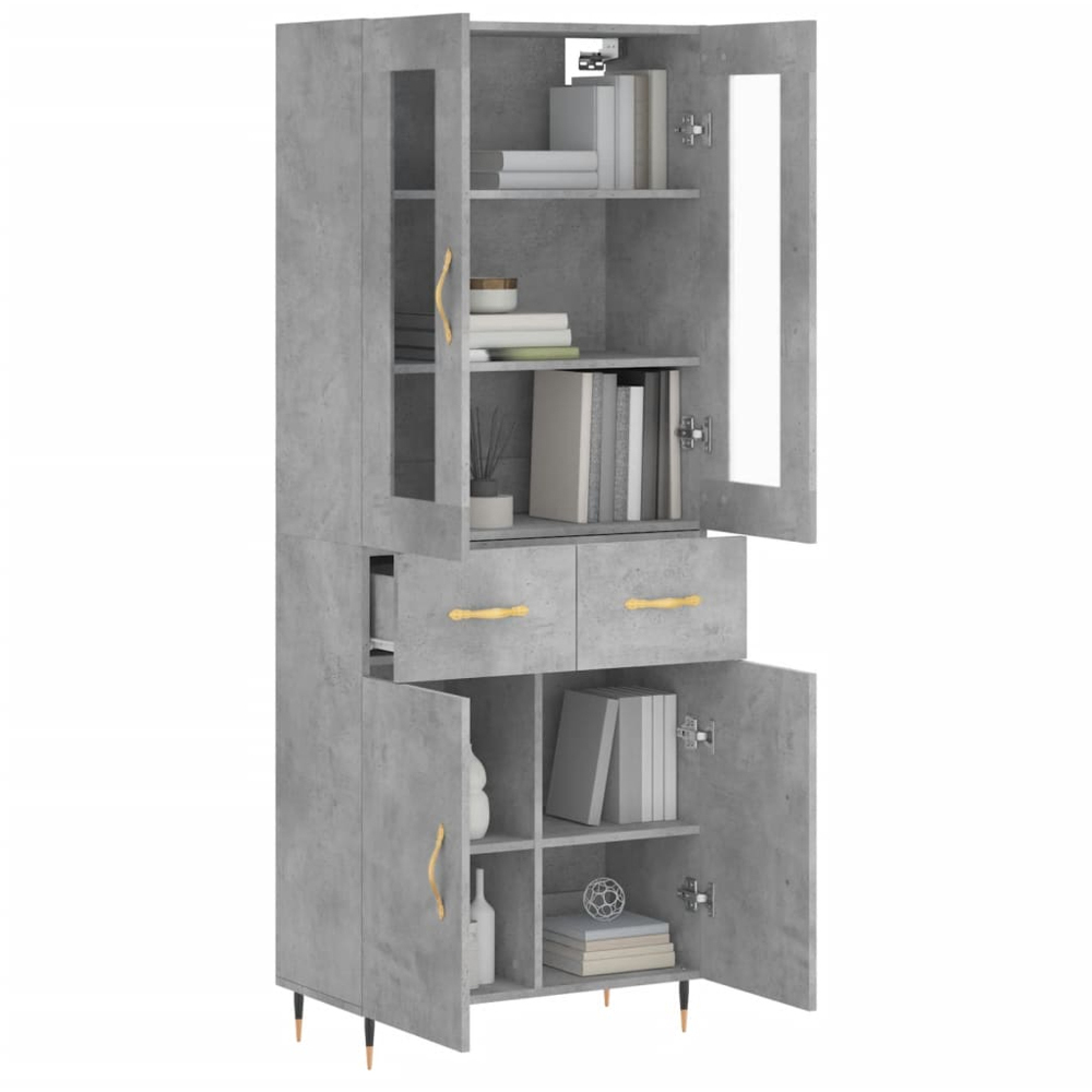 vidaXL 4 Door 2 Drawer Concrete Grey Highboard Image 4