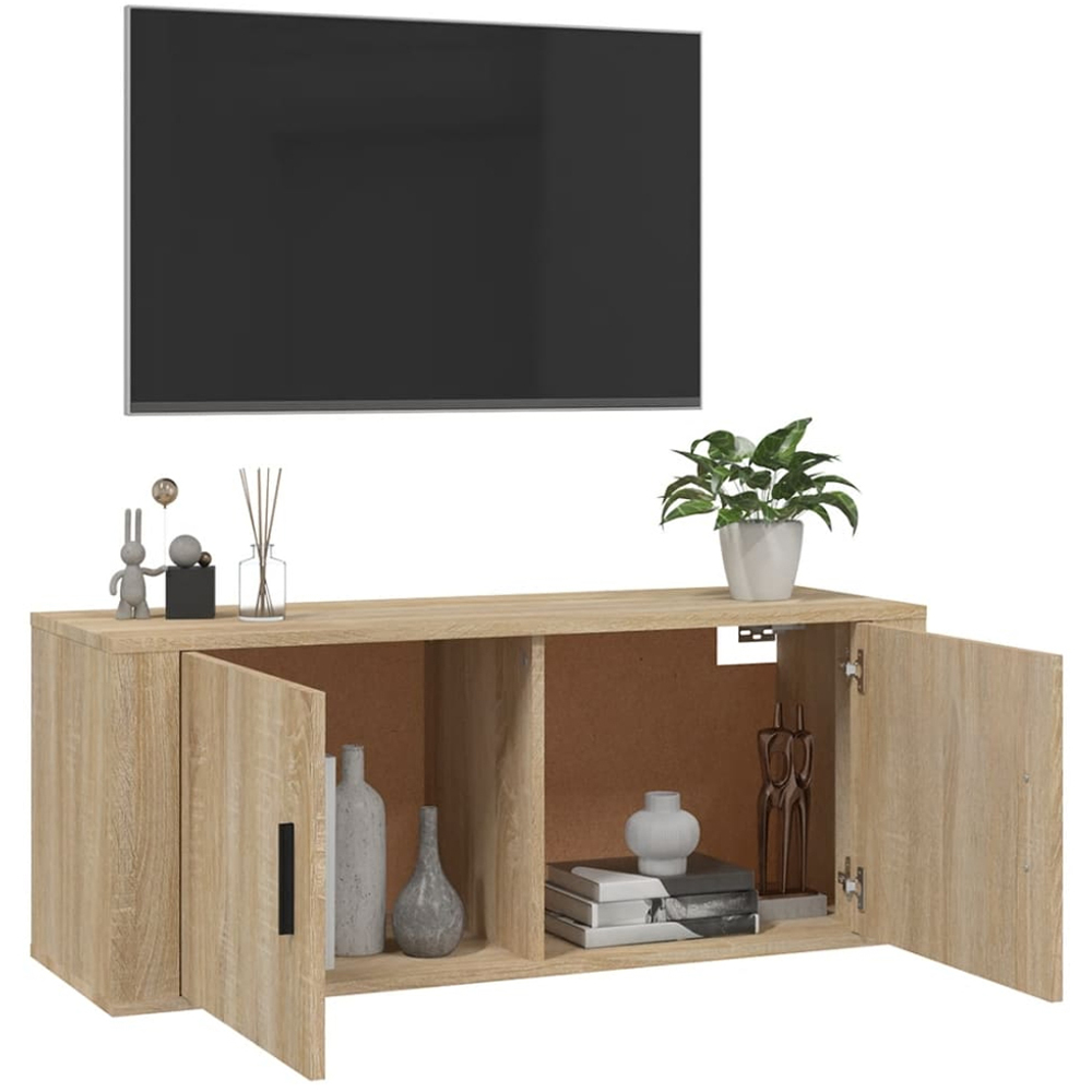 vidaXL 2 Door Brown Sonoma Oak Wall Mounted TV Cabinet Image 5