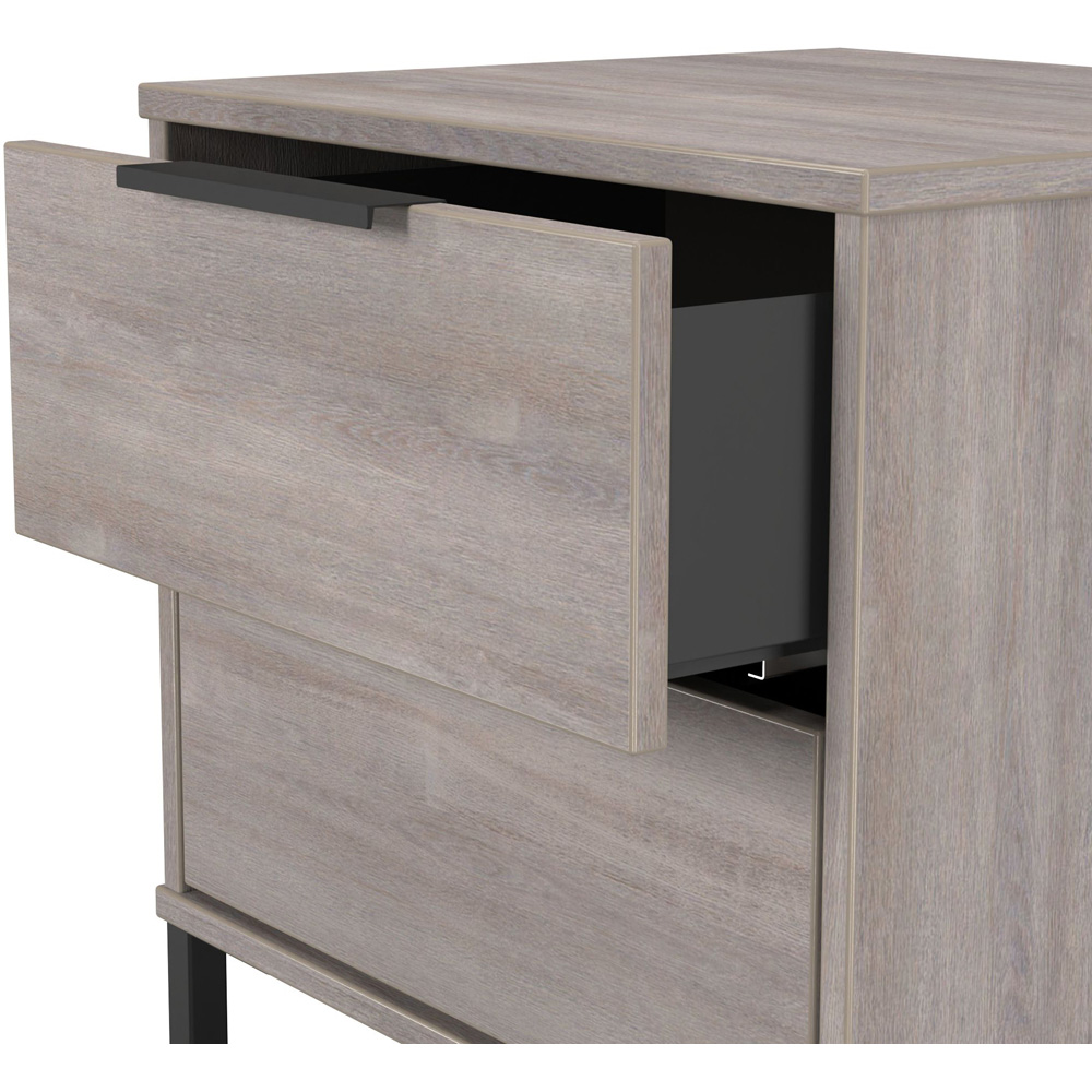 Crowndale Hong Kong 2 Drawer Grey Oak Compact Bedside Cabinet Ready Assembled Image 6