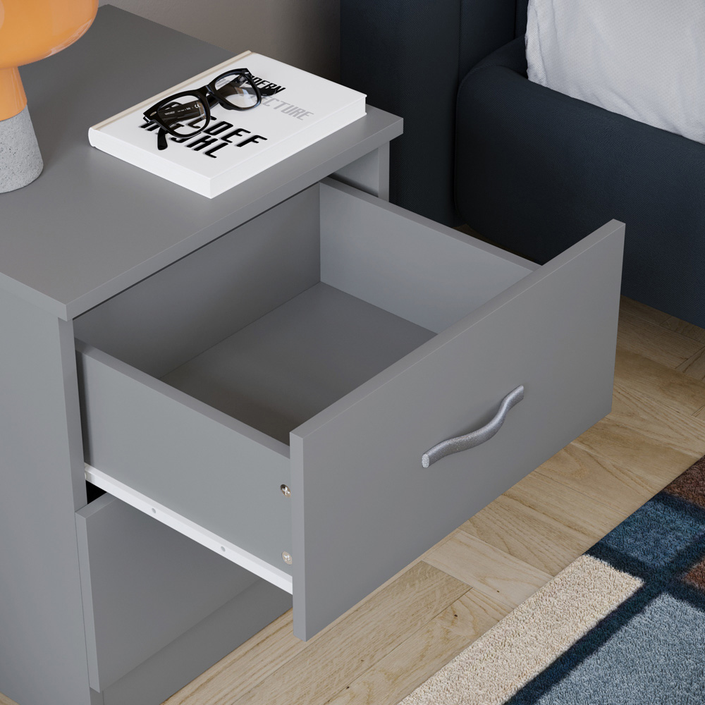 Vida Designs Riano 2 Drawer Grey Bedside Table Image 4