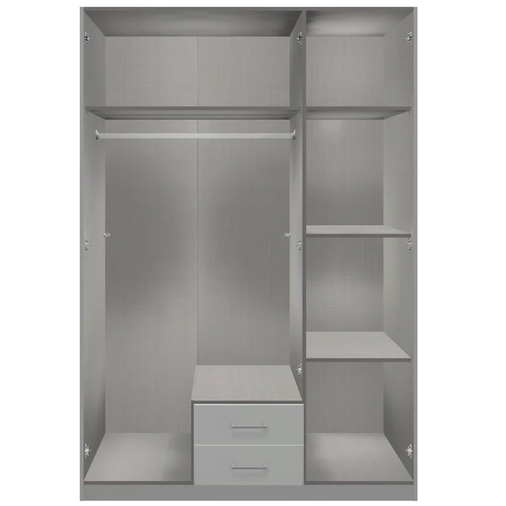 TJ'S Omega 3 Door 2 Drawer Oak and White Mirrored Wardrobe Image 3