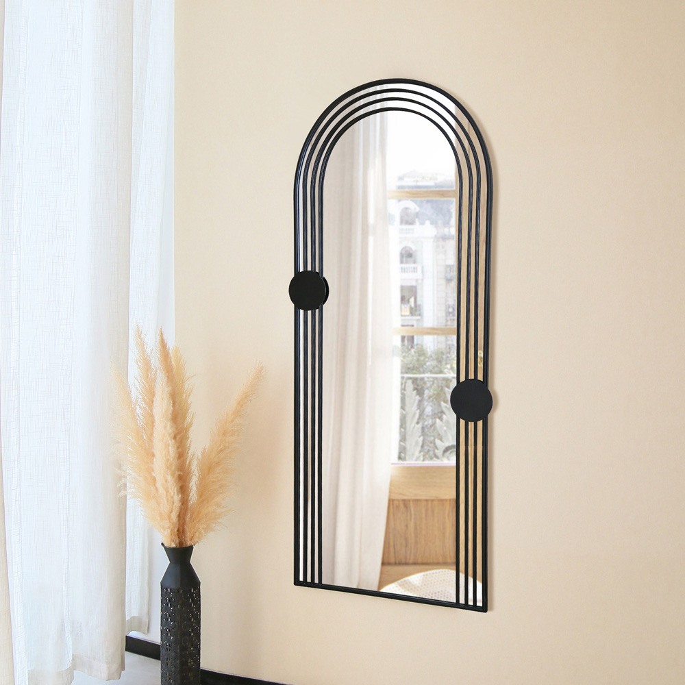 Charles Bentley Warsaw Black Arch Outdoor Wall Mirror with Dots 155 x 64.5cm Image 6