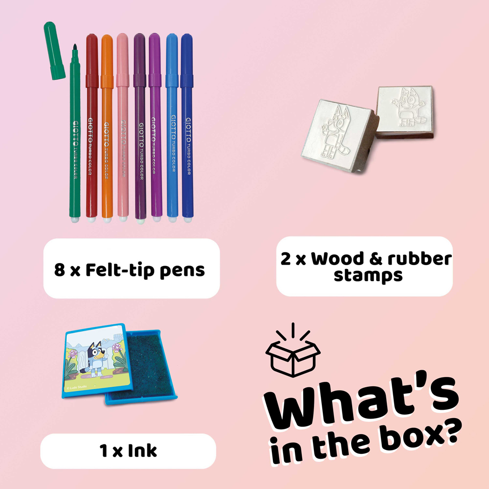 Bluey Blister Kids Craft and Stationery Set with 2 Stamps Image 2