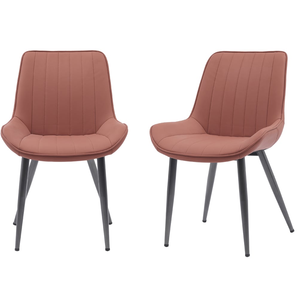 MMT Furniture Designs Set of 2 Tan Bucket Style Dining Chair with Black Legs Image 2