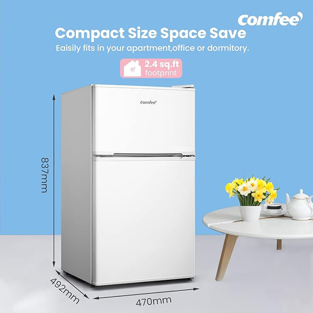 Comfee White 87L 2-Section Under Counter Fridge Freezer with Removable Shelves Image 7