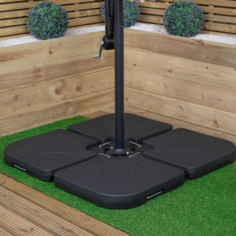 Samuel Alexander Black Cantilever Banana Garden Parasol with Base Weight 3m Image 3