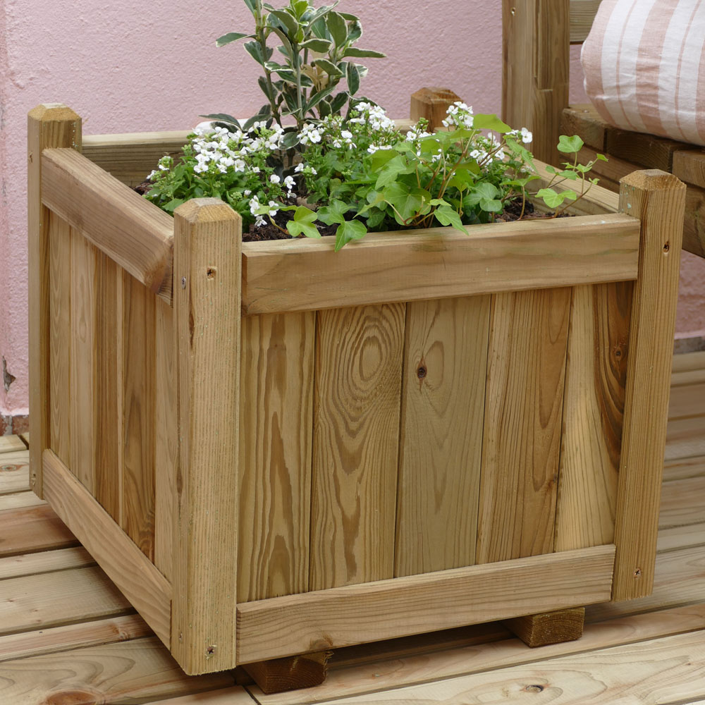 Cerland Vendome Wooden Square Planter 46cm Image 2