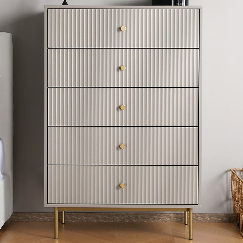 Devon 5 Drawer Grey Chest of Drawers Image 1