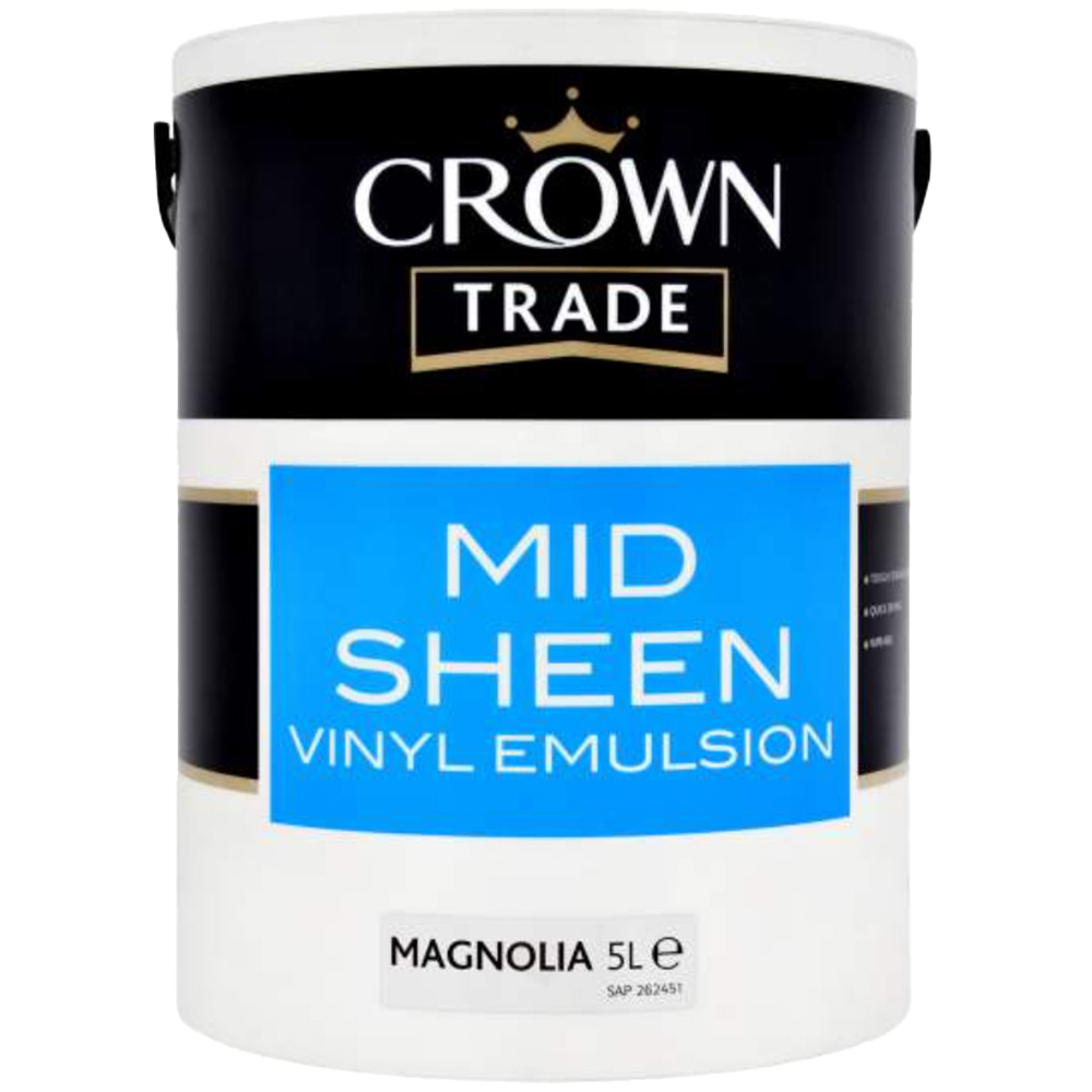 Crown Trade Magnolia Brilliant Mid Sheen Emulsion Paint 5L Image 2