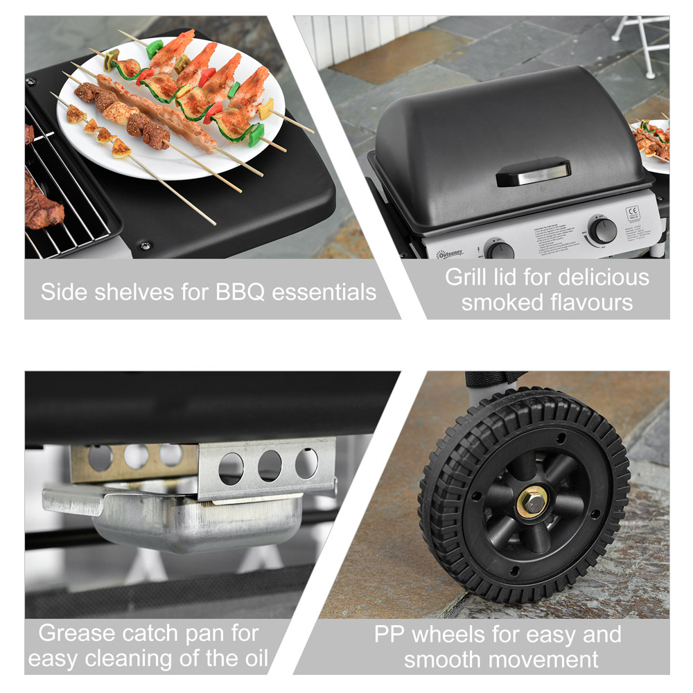 Outsunny 2 Burner Gas BBQ and Cooking Grill Image 5