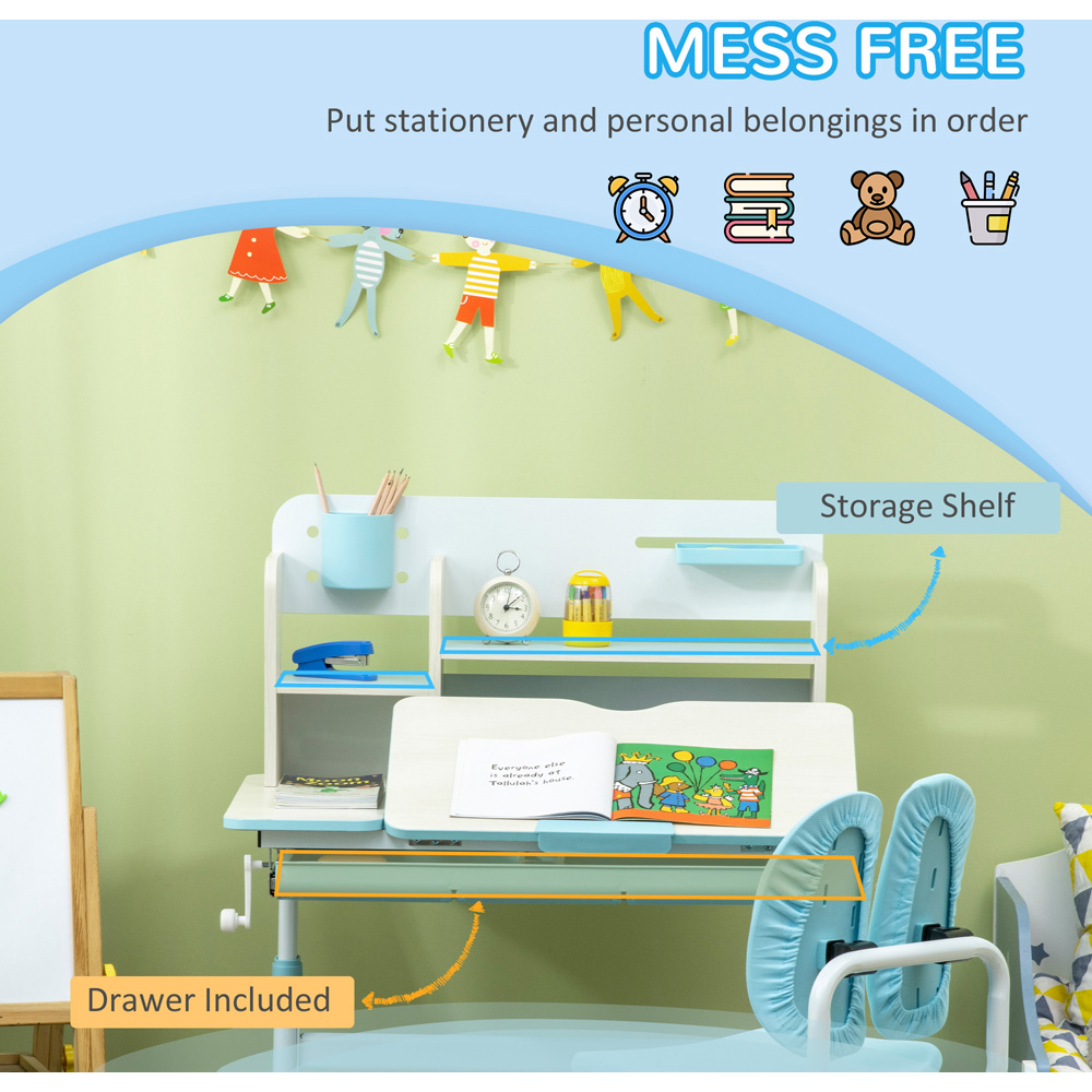 Playful Haven 2 Piece Kids Desk and Chair Set Blue Image 5