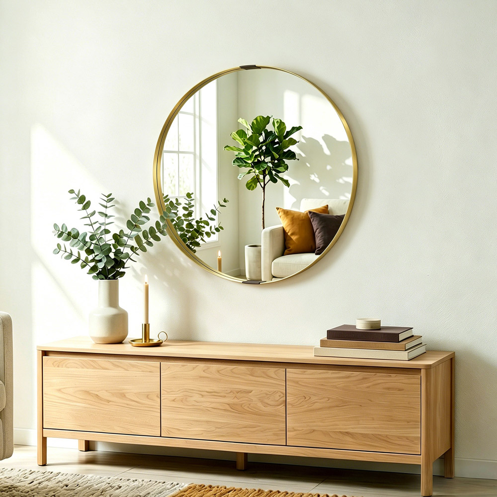 HOMCOM Gold Wall Mounted Bathroom Mirror 61cm Image 3