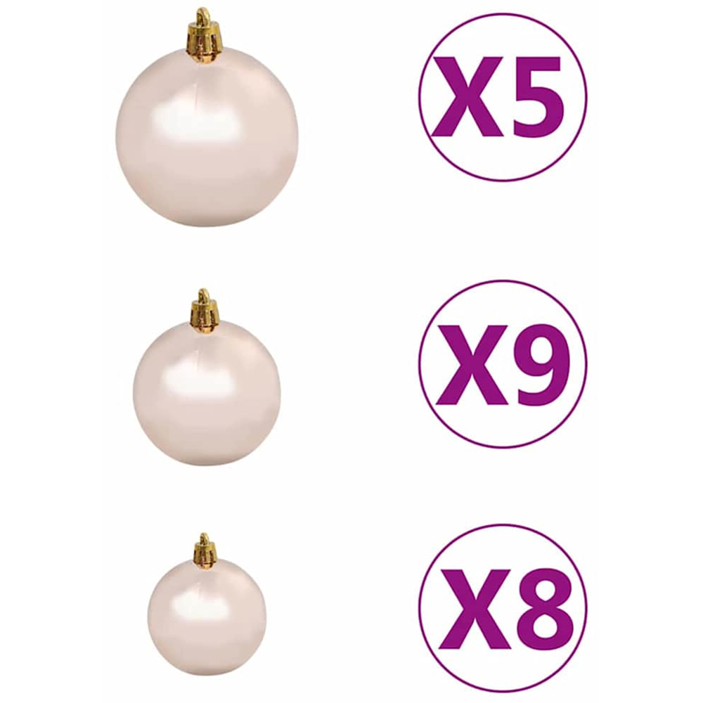vidaXL Pre-Lit Rose Gold Baubles Green Artificial Christmas Tree 5ft Image 8