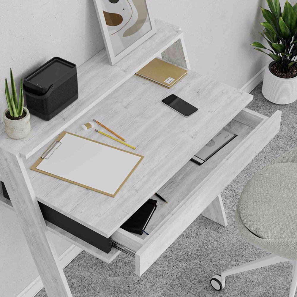 FWStyle Cowork Single Drawer Single Shelf Ancient White Wall Mounted Desk Image 3