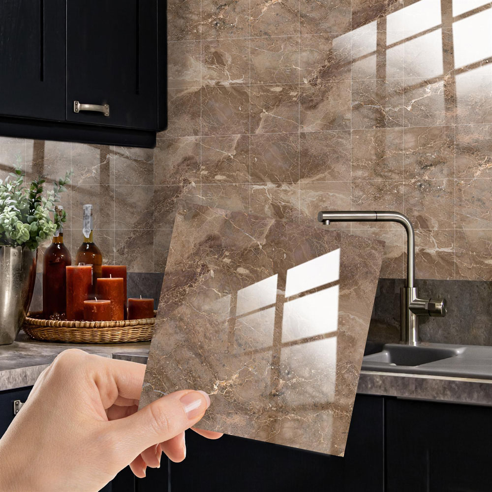 Walplus Copper Brown Marble Stone Tile Sticker 12 Pack Image 4