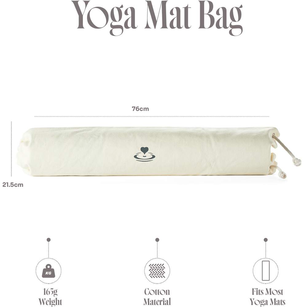 Myga Cream Cotton Yoga Mat Bag with Drawstring and Shoulder Strap Image 5