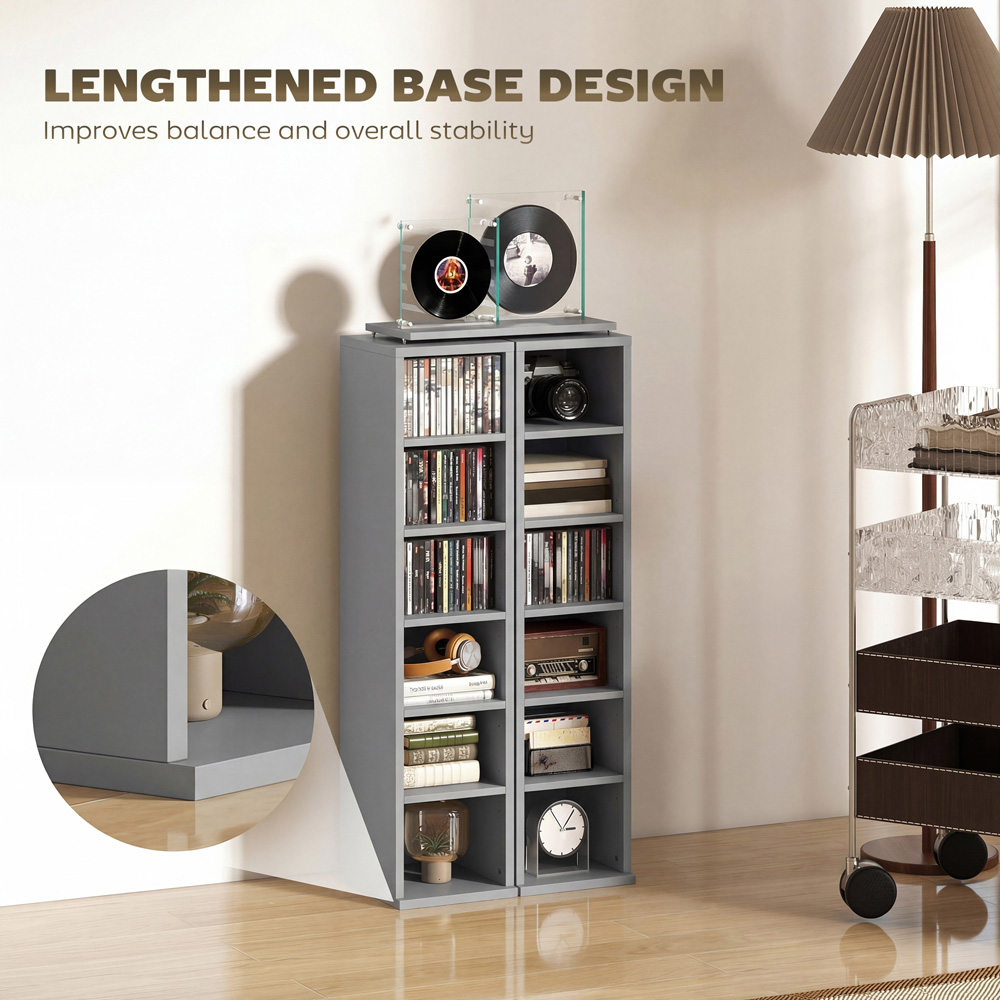 Portland 6 Shelf Light Grey Adjustable CD Storage Unit Set of 2 Image 7