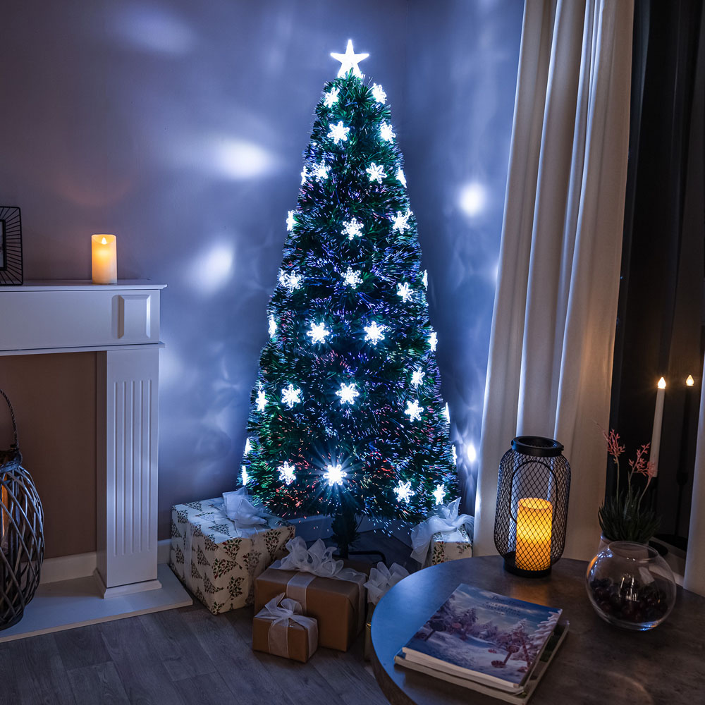 The Christmas Centre 70 Cool White LED Green Fibre Optic Artificial Xmas Tree 7ft Image 2