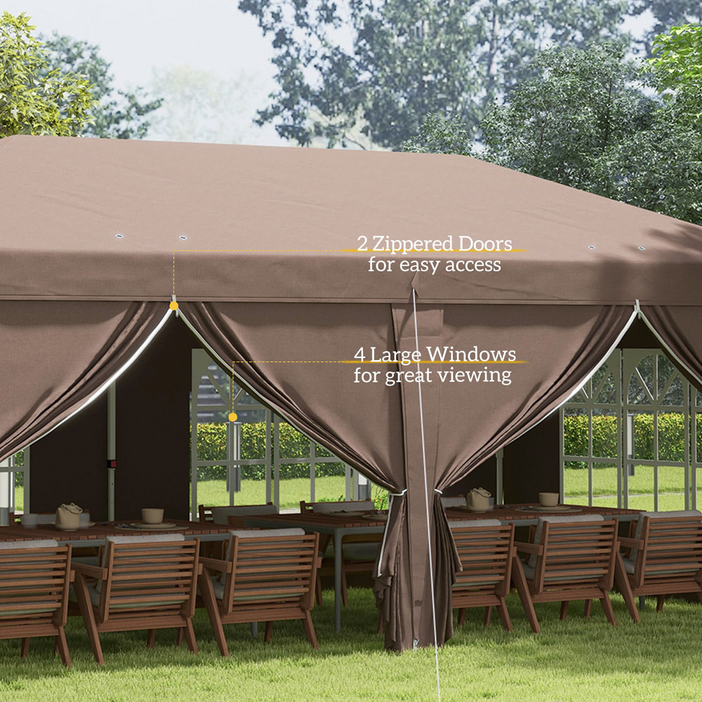 Outsunny 3 x 6m Brown Pop Up Gazebo with Sides Image 7