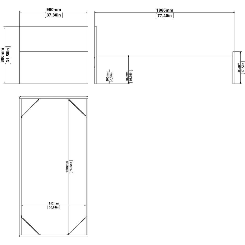 Florence Single Matt Black Wooden Bed Frame Image 9