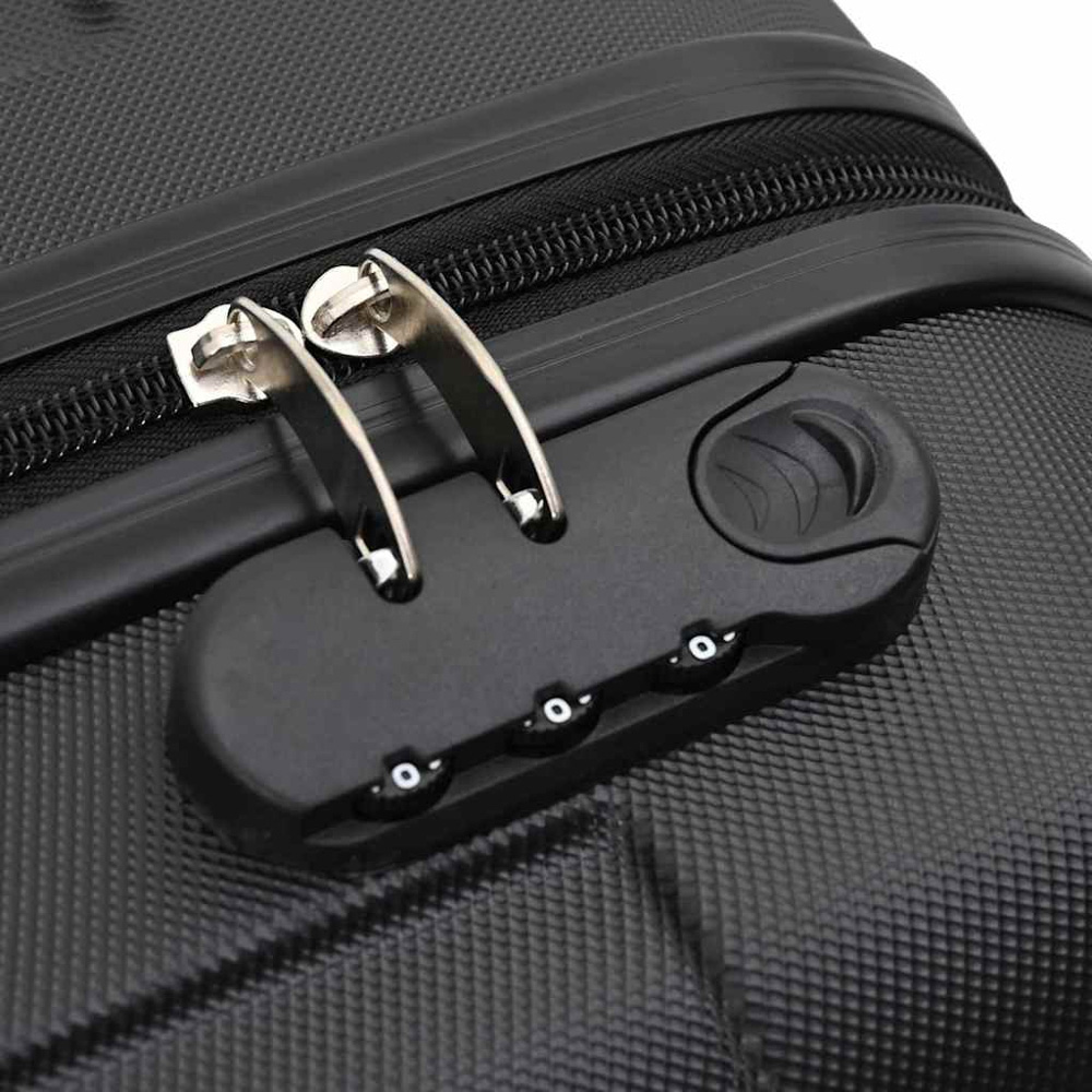 vidaXL Set of 3 Black ABS Suitcases with Wheels Image 7