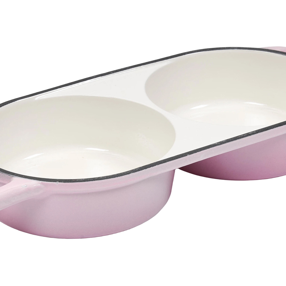 Living and Home Pink Oval Enamelled Cast Iron Double Loaf Bread Pot Image 4