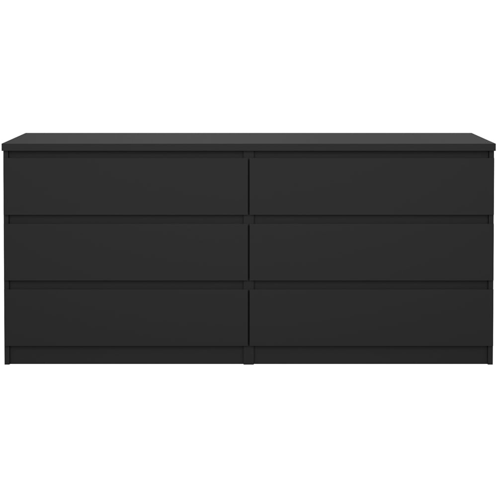 Florence 6 Drawer Black Matt Wide Chest of Drawers Image 3