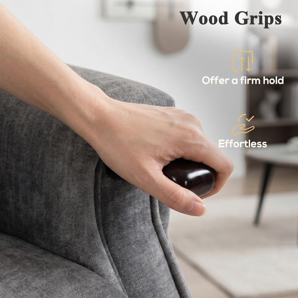 HOMCOM Grey Wooden Grip Vibration and Heat Power Lift Recliner Chair Image 4