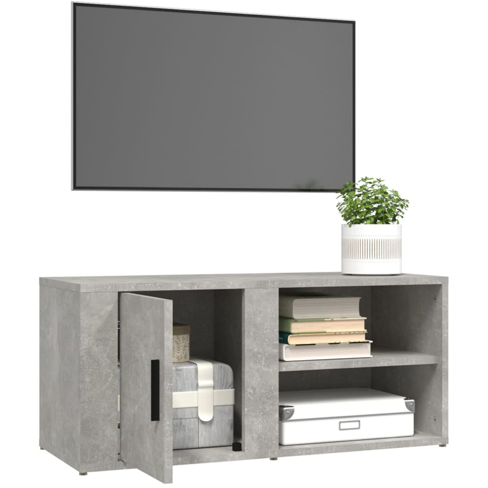 vidaXL Single Door 2 Shelf Concrete Grey TV Cabinet Set of 2 Image 5