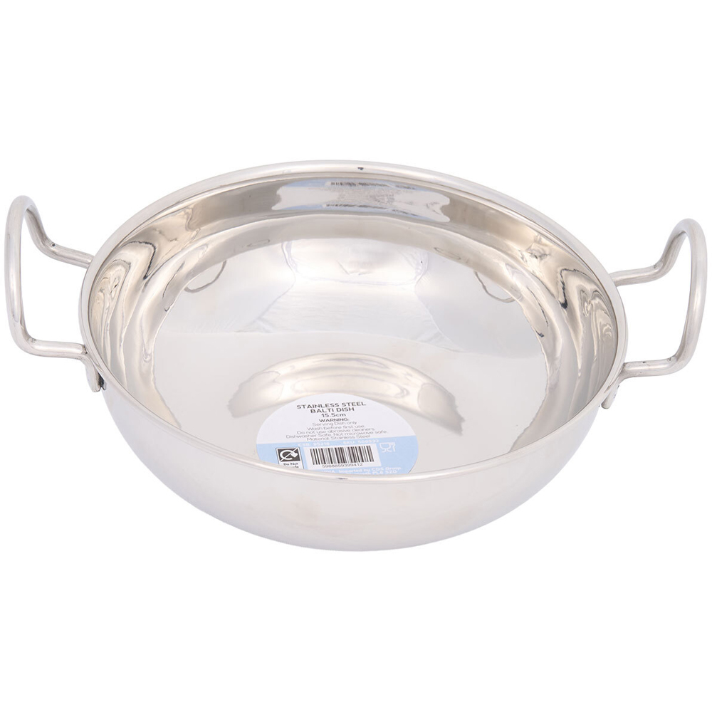 Stainless Steel Balti Dish Silver Image 4