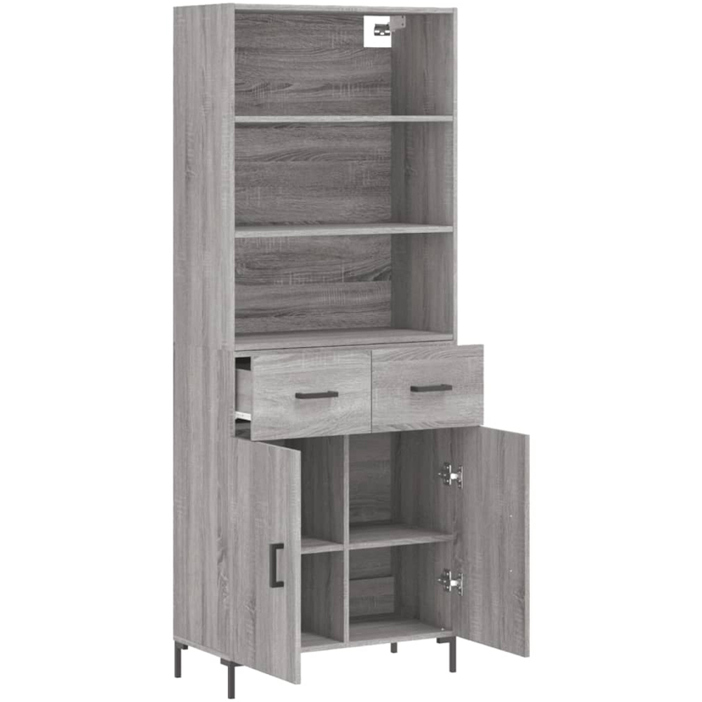 vidaXL 2 Door 2 Drawer 3 Shelf Grey Sonoma Highboard Image 4
