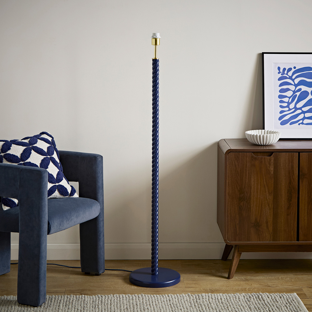 ValueLights Amara Navy Twist Wooden Floor Lamp Base Image 3