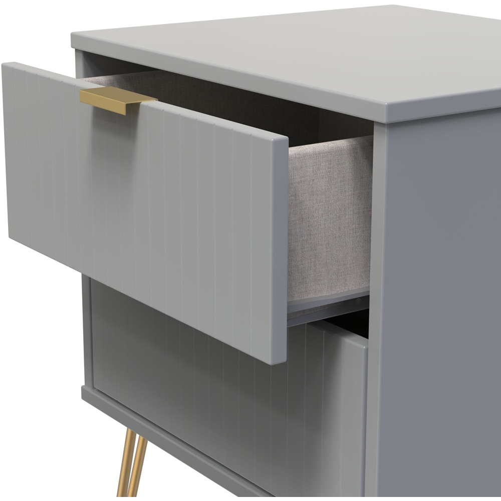 Crowndale 2 Drawer Dusk Grey Bedside Table with Wireless Charging Ready Assembled Image 6