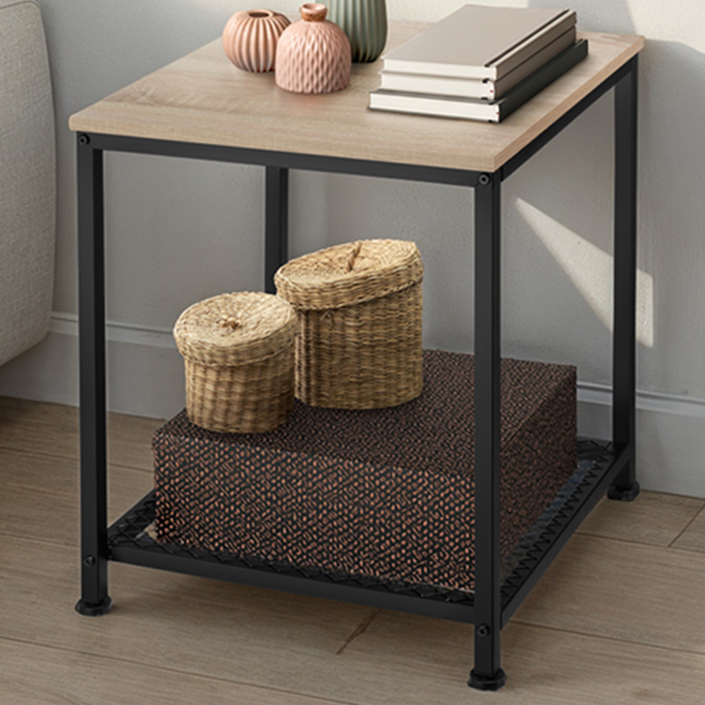 Tectake Derby Single Grid Shelf Sonoma Oak Bedside Table Image 1