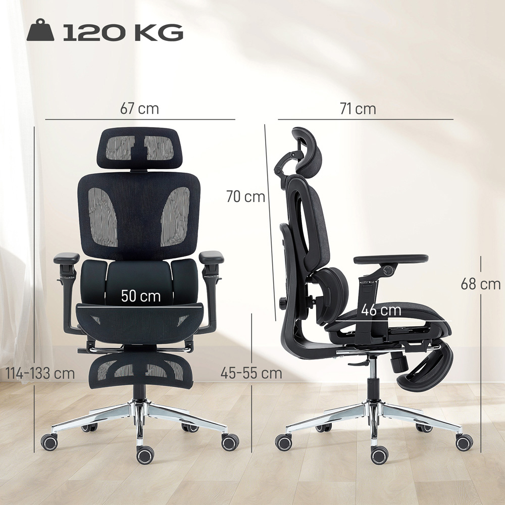 Portland Black Mesh Ergonomic Office Chair with Lumbar Support and 6D Armrests Image 9
