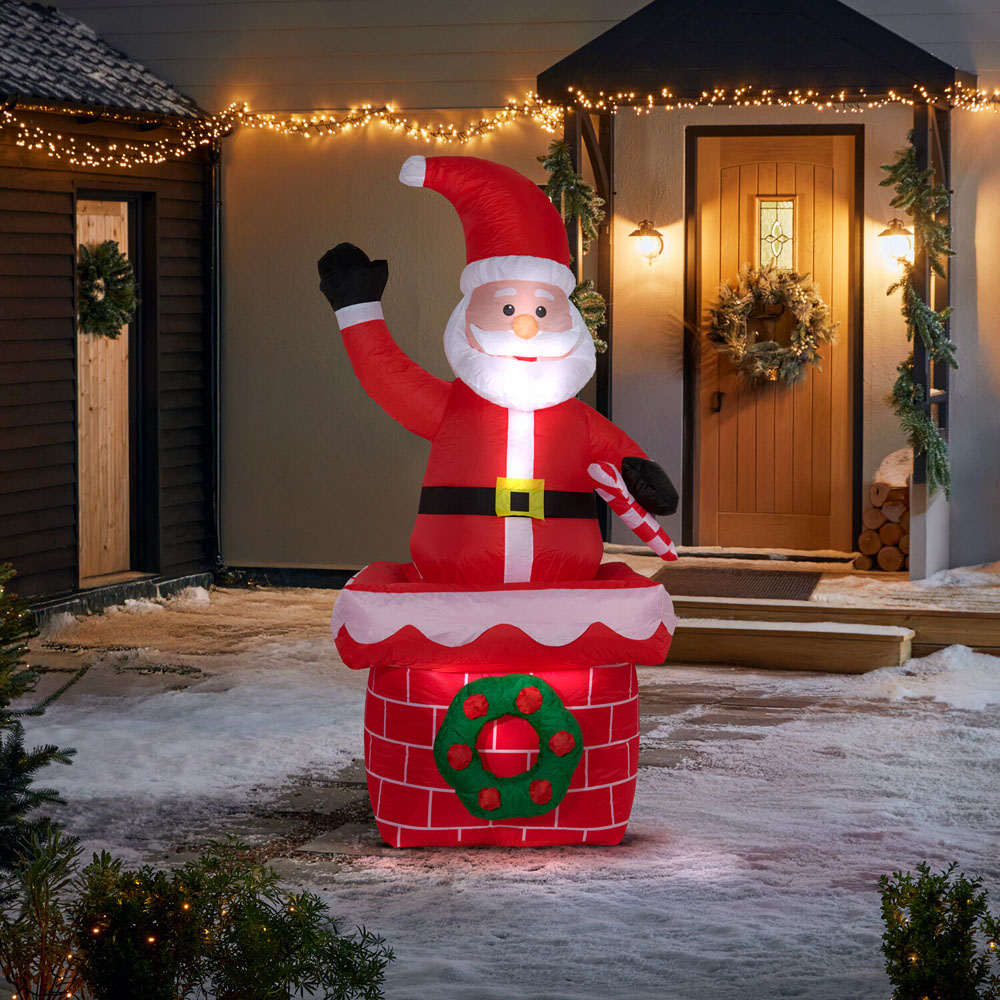 Santa Snowman Rotating Inflatable Standing Decoration Image 7