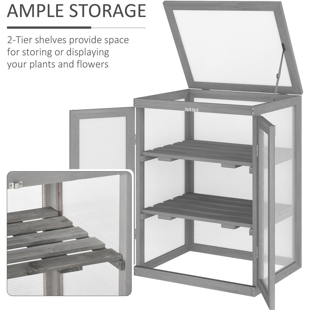 Outsunny 3-Tier Dark Grey Wooden Polycarbonate Cold Frame Image 6